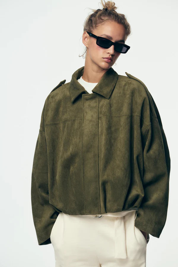 Aimee Suede Bomber Jacket