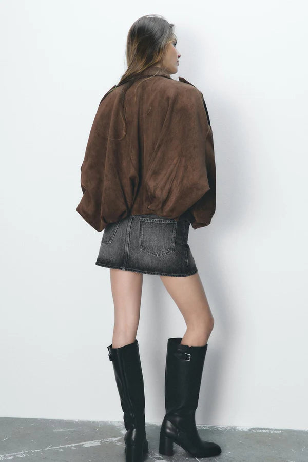 Aimee Suede Bomber Jacket