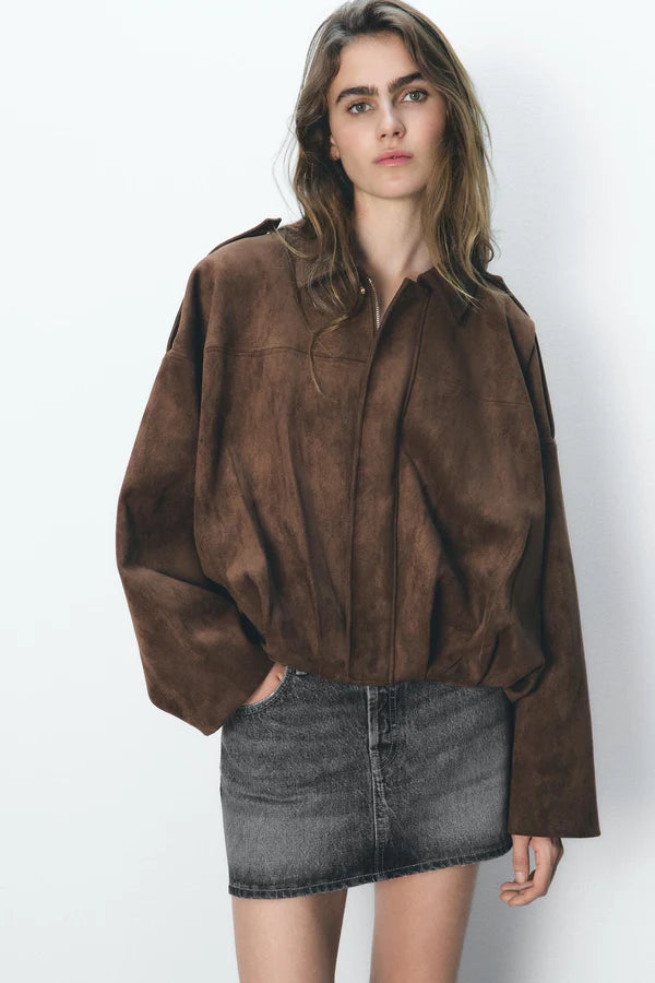 Aimee Suede Bomber Jacket