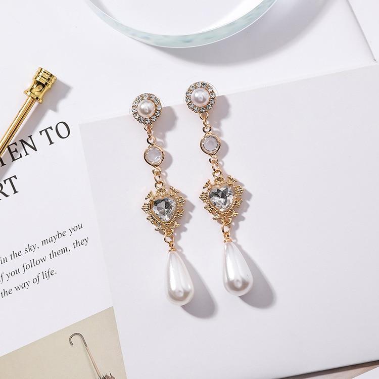Gold Pearl Drop Earrings